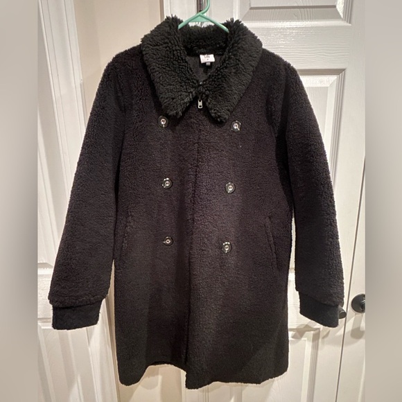 Cabi Vail Elegant Black Women's Teddy Bear coat - Picture 3 of 6